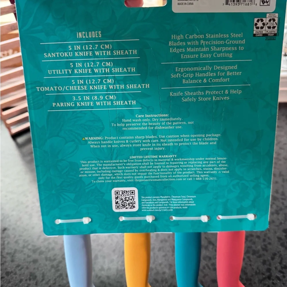 Pioneer Woman Floral Utility Knife Set - Picture 2 of 2